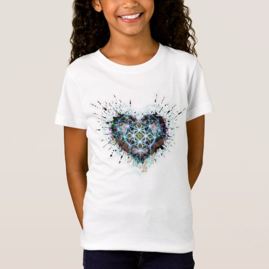 Digital Heart Sacred Geometry Heart Design  Tシャツ (正面)
