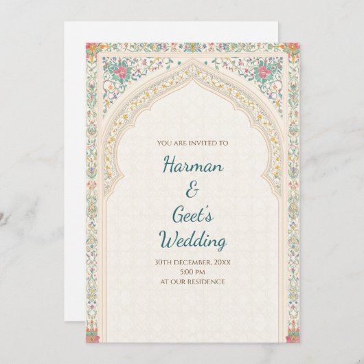 Digital Hindu invitation Indian wedding cards 招待状 (正面/裏面)