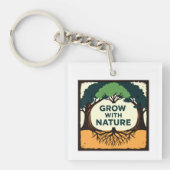 Digital Illustration of Stylized Tree with Roots a キーホルダー (正面)