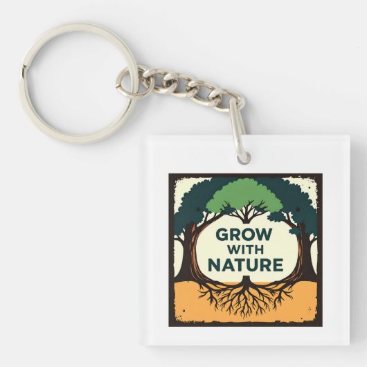 Digital Illustration of Stylized Tree with Roots a キーホルダー (正面)