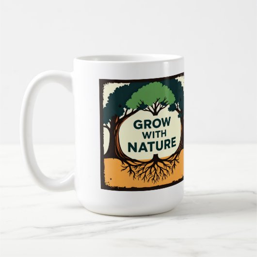 Digital Illustration of Stylized Tree with Roots a コーヒーマグカップ (左)