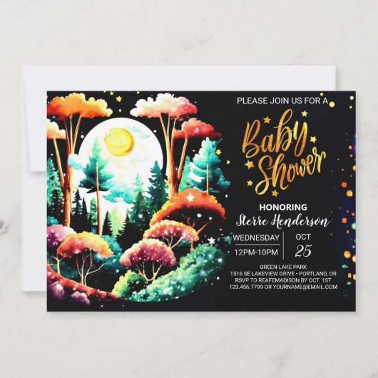 Digital Into the Woods Editable Baby Shower 招待状 (正面)