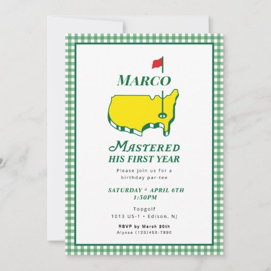 Digital Masters First Birthday Invitations, Golf  招待状 (正面)