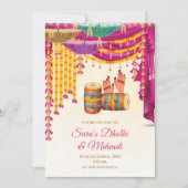 Digital Mehndi invite & Mendhi Night invite, Dholk 招待状 (正面)