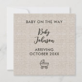 Digital Minimalist Linen Luxury Baby News 案内状 (正面)