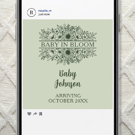 Digital Minimalist Linen Luxury Baby News 案内状