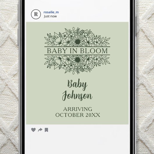 Digital Minimalist Linen Luxury Baby News 案内状