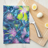 Digital Nature Floral, Daisy  Blues キッチンタオル (四つ折り)