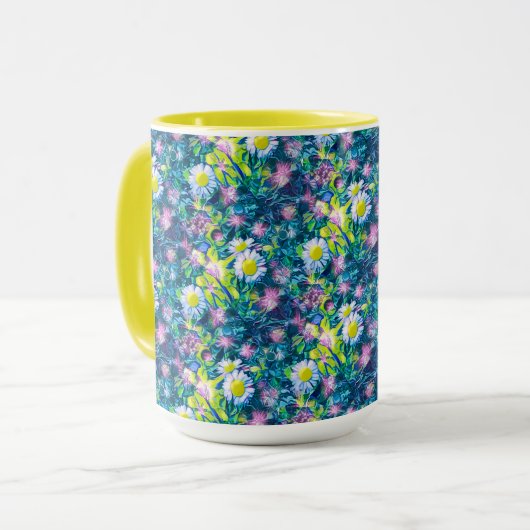 Digital Nature Floral, Daisy  Blues マグカップ (正面左)