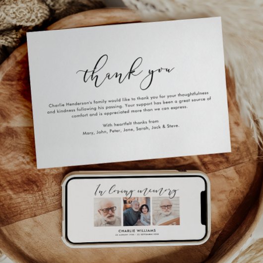 Digital or Printed Loving Memory Funeral Thank You カード