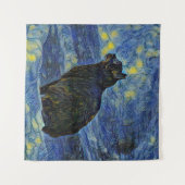 Digital painting Shambhala cat in Vincent Van Gogh タペストリー (正面(横))