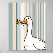 Digital Prints with Cute Duck - Striped Wall Decor ポスター (正面)