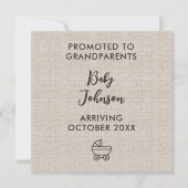 Digital Promoted to Grandparents Linen Minimalist 案内状 (正面)
