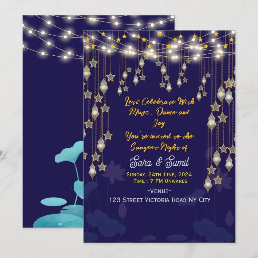 Digital Sangeet Night Invitations  招待状 (正面/裏面)