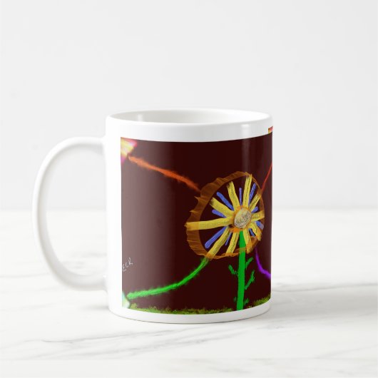 Digital Sunflower Impressionist Art Mug コーヒーマグカップ (左)