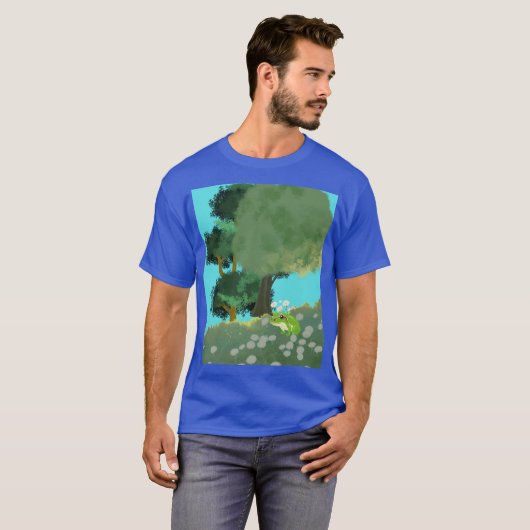 DIGITAL TREE AND DAISIES ART Tシャツ (正面フル)