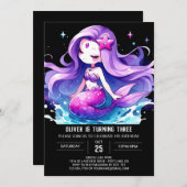 Digital Under the Sea Mermaid Birthday 招待状 (正面/裏面)