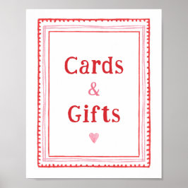 Digital Valentinesカードとギフトテーブルのサイン ポスター