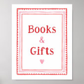 Digital Valentines Books and Gift Table Sign ポスター (正面)