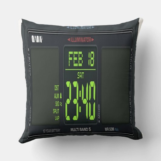 Digital Watch Face Lumbar Pillow クッション (裏面)