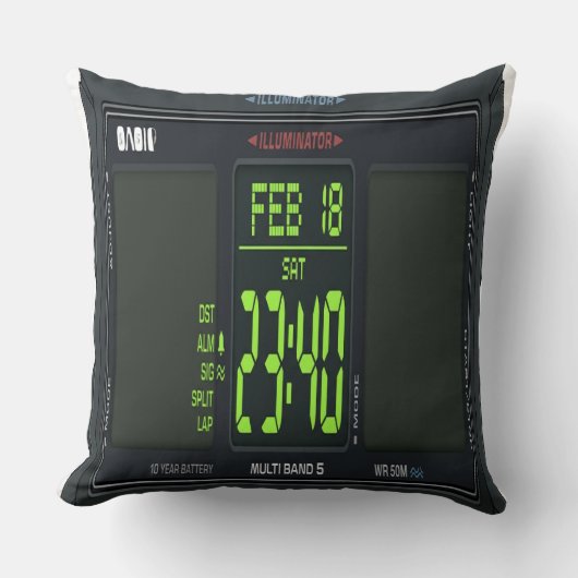 Digital Watch Face Lumbar Pillow クッション (正面)