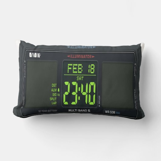 Digital Watch Face Lumbar Pillow ランバークッション (正面)