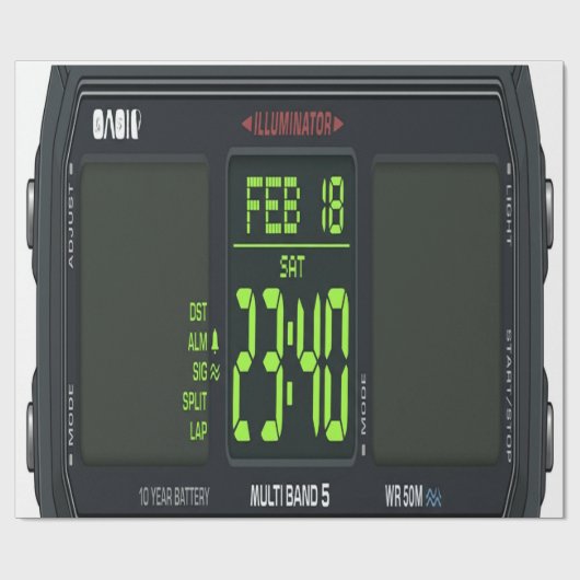 Digital Watch Face Wrapping Paper ラッピングペーパー (フラット)