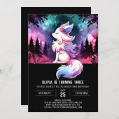 Digital Whimsical Wolf Birthday 招待状 (正面/裏面)