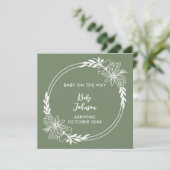 Digital Wildflower Green Gender Neutral Pregnancy 案内状 (スタンド正面)