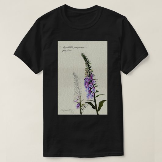Digitalis purpurea Foxglove Tシャツ (デザイン正面)