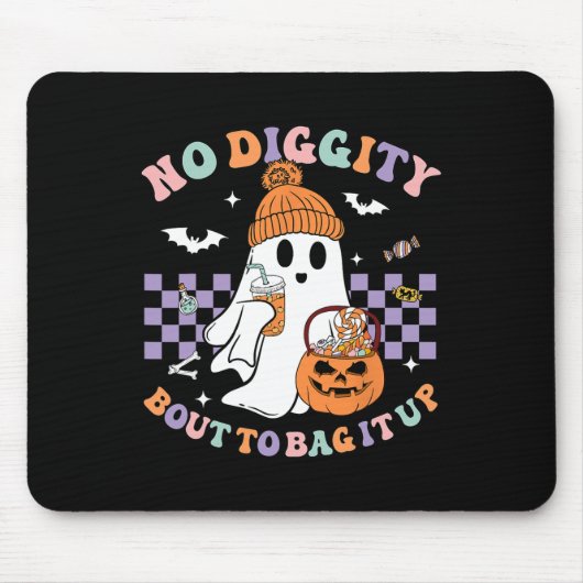 Digityをバッグに行く可愛い幽霊ハロウィーンの子供 マウスパッド (正面)