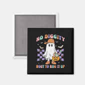 Digityをバッグに行く可愛い幽霊ハロウィーンの子供 マグネット (正面/裏面)