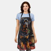 Dignified Rottweiler Dog Christmas Lantern エプロン (着用した状態)