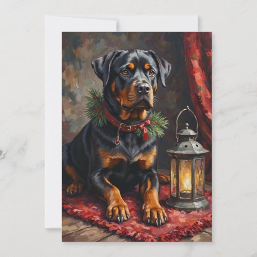 Dignified Rottweiler Dog Christmas Lantern シーズンカード (正面)