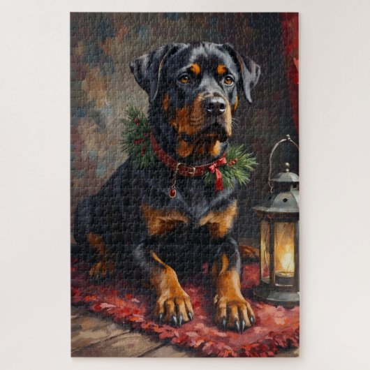 Dignified Rottweiler Dog Christmas Lantern ジグソーパズル (縦)