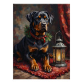 Dignified Rottweiler Dog Christmas Lantern ポスター (正面)