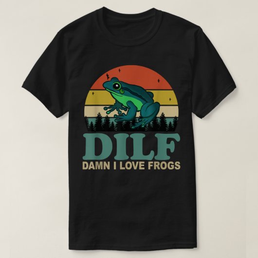 DILF-Damon I Love Frogs おもしろいことわざカエル – 両生類 Tシャツ (デザイン正面)
