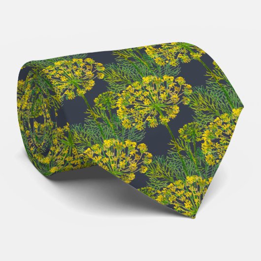 Dill Flower Watercolor Tie – Botanical Herb Illust ネクタイ (ロール)