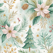 Dill Green and Gold Kitchen Towel Christmas Floral キッチンタオル