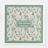Dill Green and Gold Lux Napkins Monogram Holiday (正面)