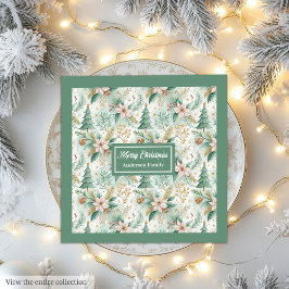Dill Green Napkins Luxury Holiday Floral Christmas