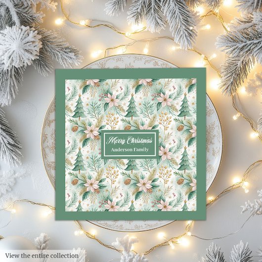 Dill Green Napkins Luxury Holiday Floral Christmas