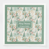 Dill Green Napkins Luxury Holiday Floral Christmas (正面)