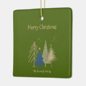 Dill Green Pink & Gold Christmas Trees  セラミックオーナメント (左)