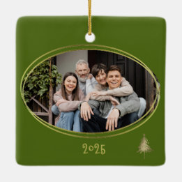 Dill Green Pink & Gold Christmas Trees  セラミックオーナメント