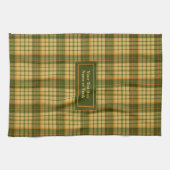 Dill Green Yellow Plaid Dish Towel Custom Name キッチンタオル (横)