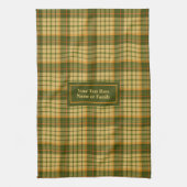Dill Green Yellow Plaid Dish Towel Custom Name キッチンタオル (縦)