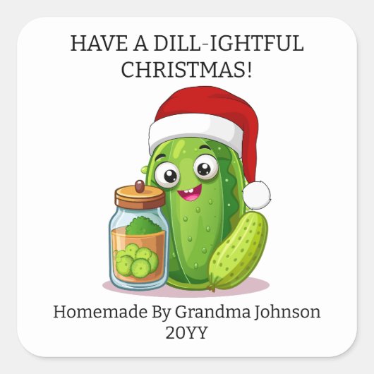 Dill‑ightful Christmas Pickling Jar スクエアシール (正面)