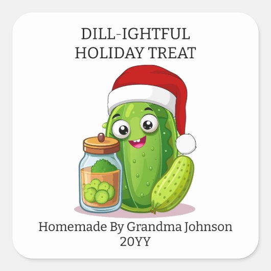 Dill‑ightful Holiday Pickling Jar スクエアシール (正面)