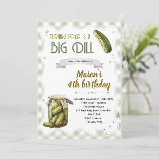 Dill pickle birthday boy invitation 招待状 (スタンド正面)
